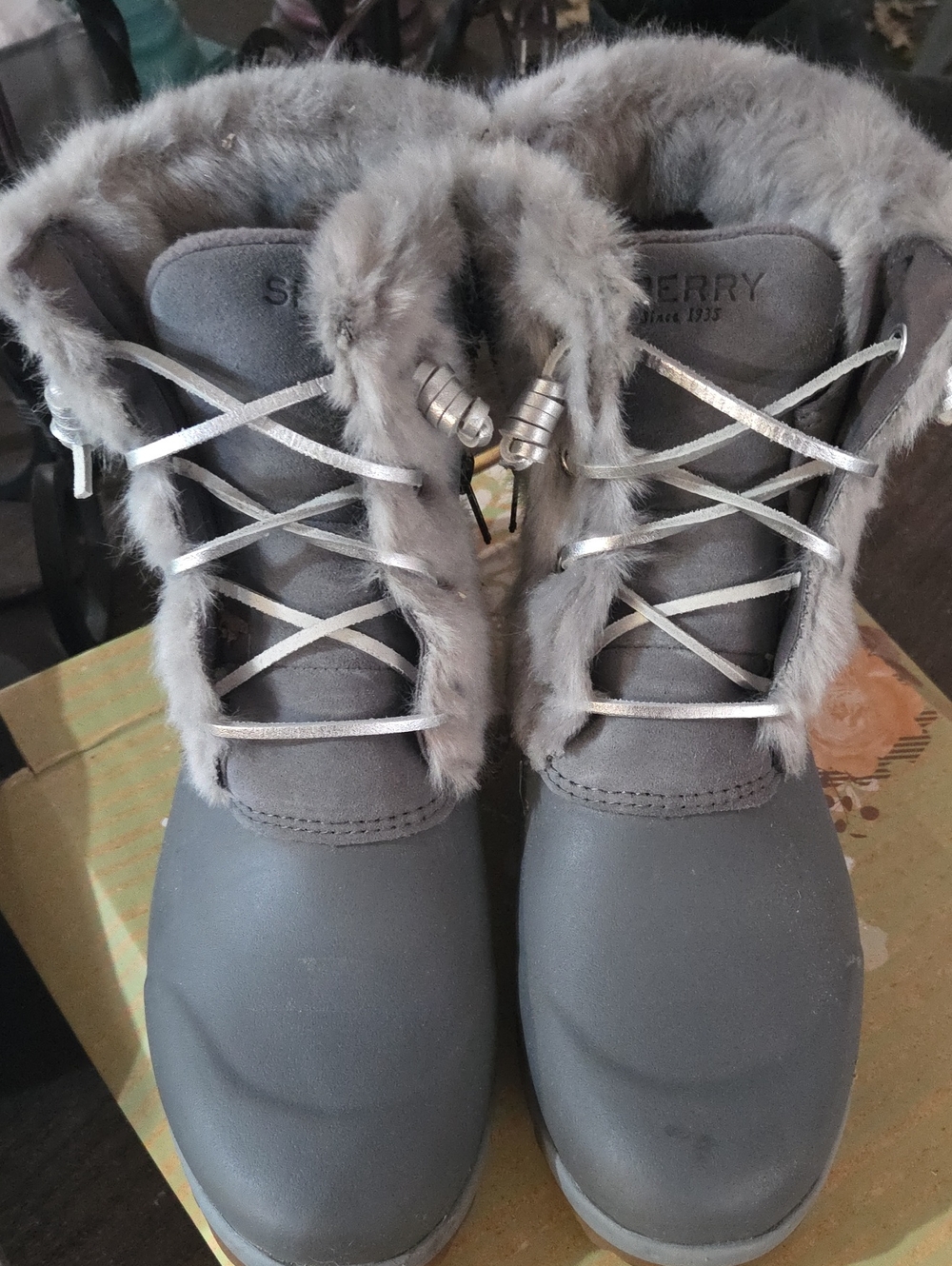 Sperry Women's Grey Faux Fur Lined Winter Boots